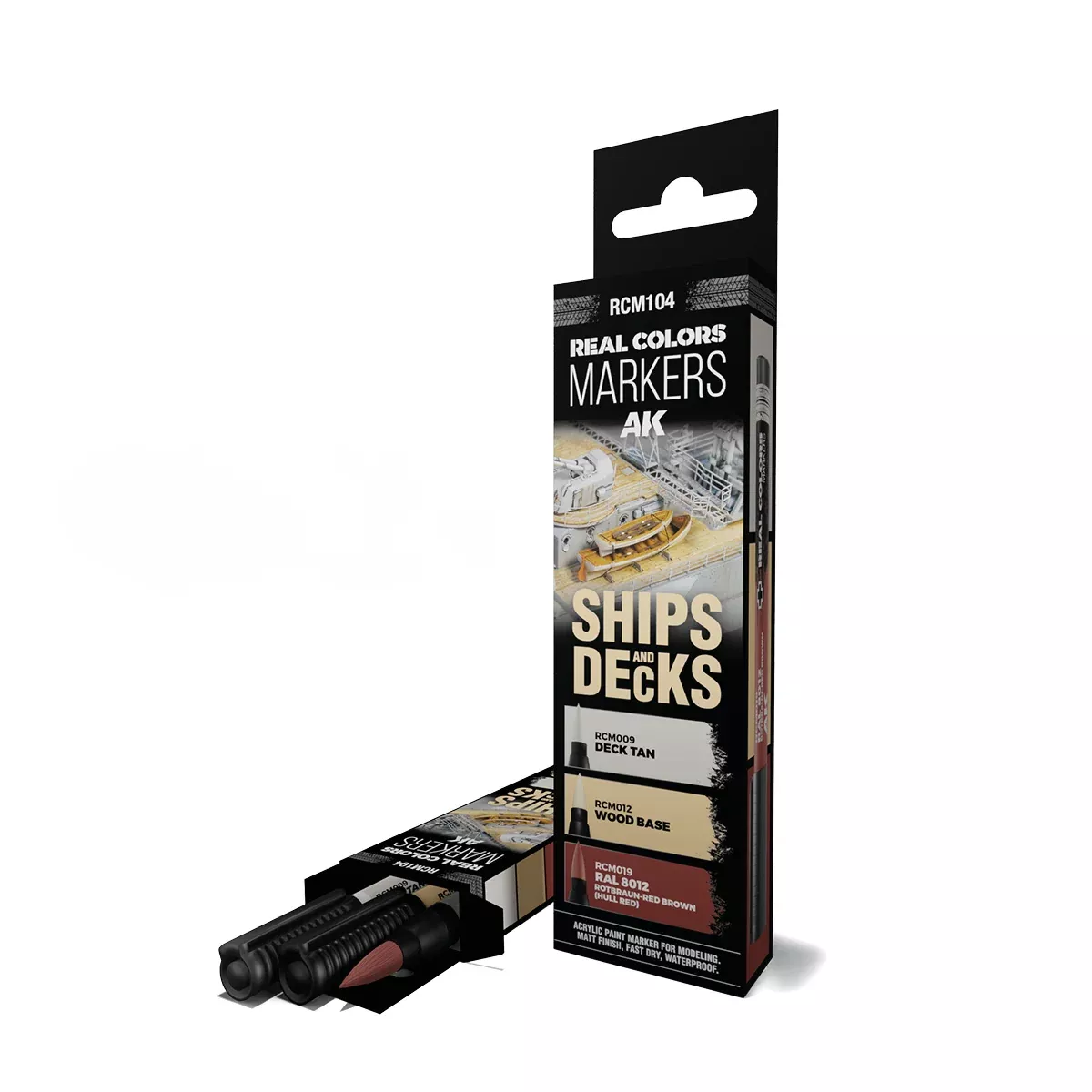 AK Interactive RCM104 Real Color Paint Marker Ships & Decks Set (3 Pack)