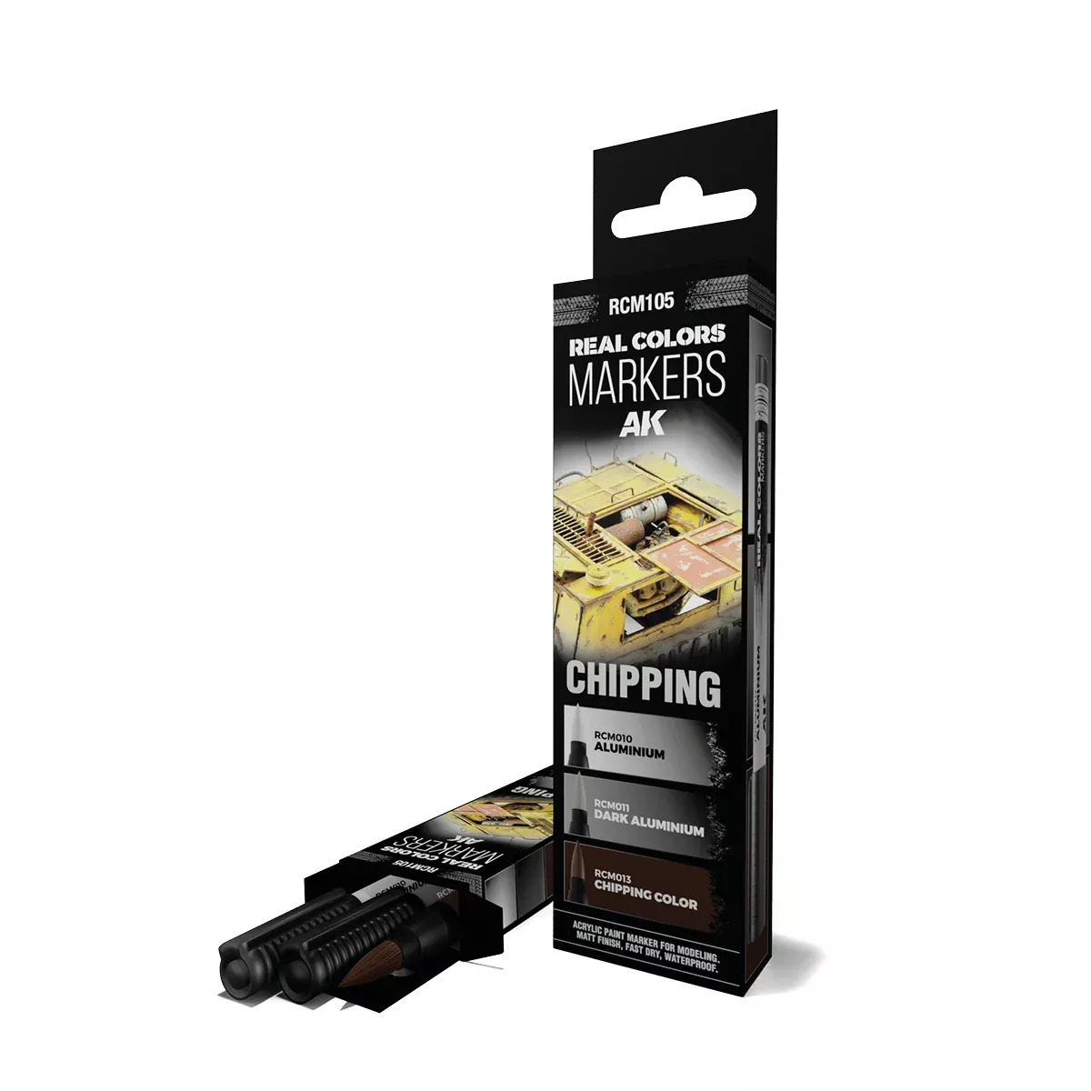 AK Interactive RCM105 Real Color Paint Marker Chipping Set (3 Pack)