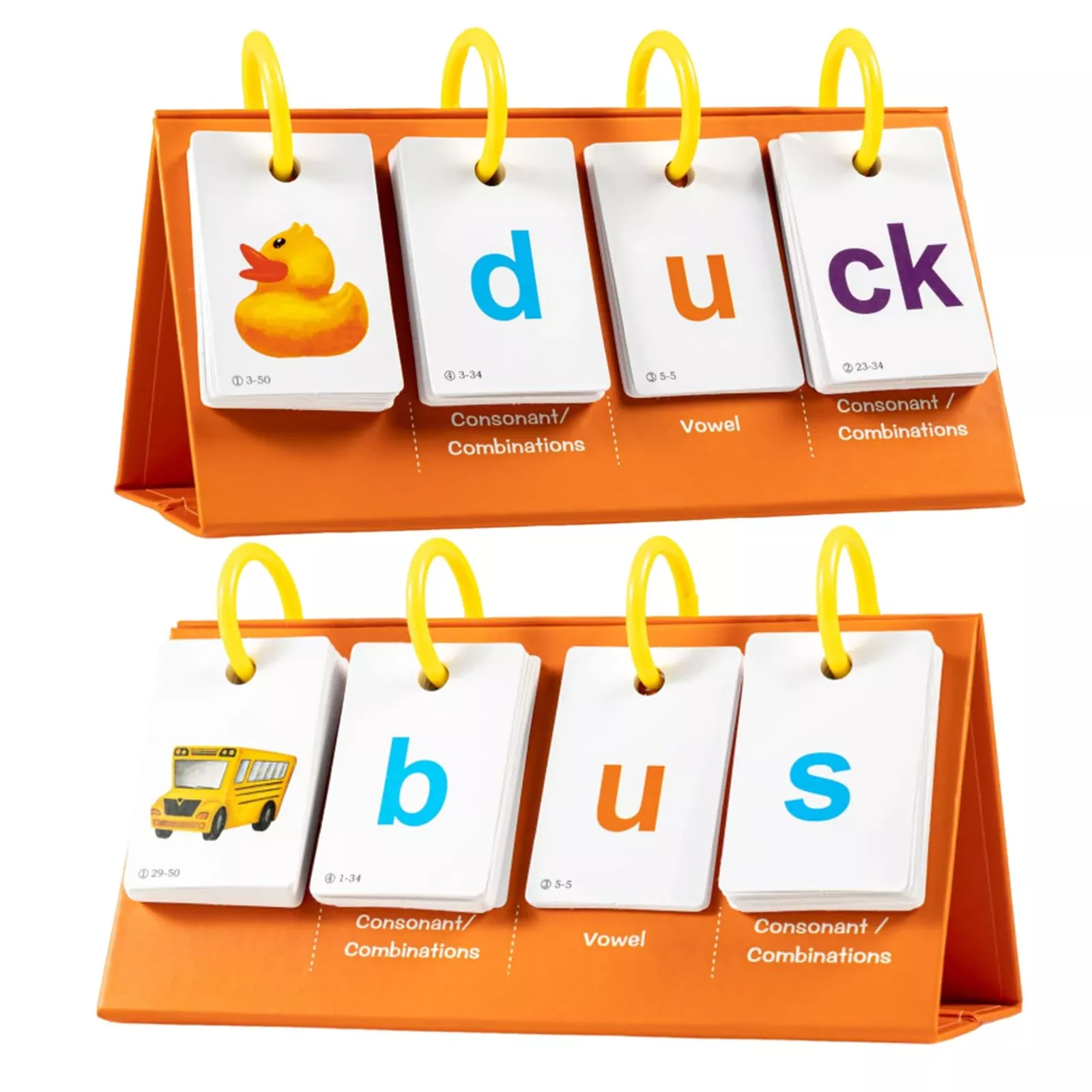 Alened Phonics Flash Cards Kit for Kids, Orange, 80 Double-Sided Cards