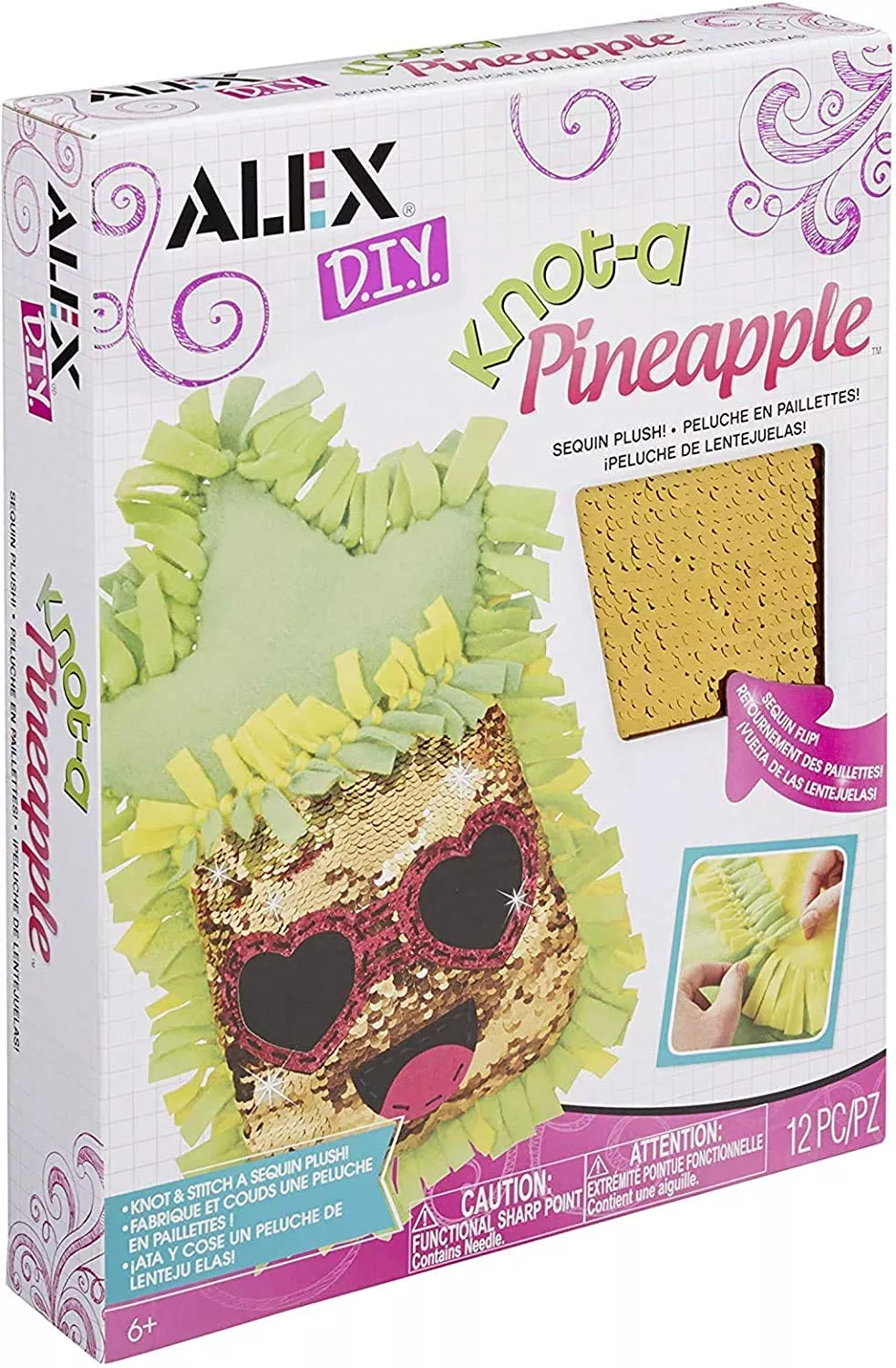 Alex D.I.Y. Knot-A-Pineapple Sequin Plush