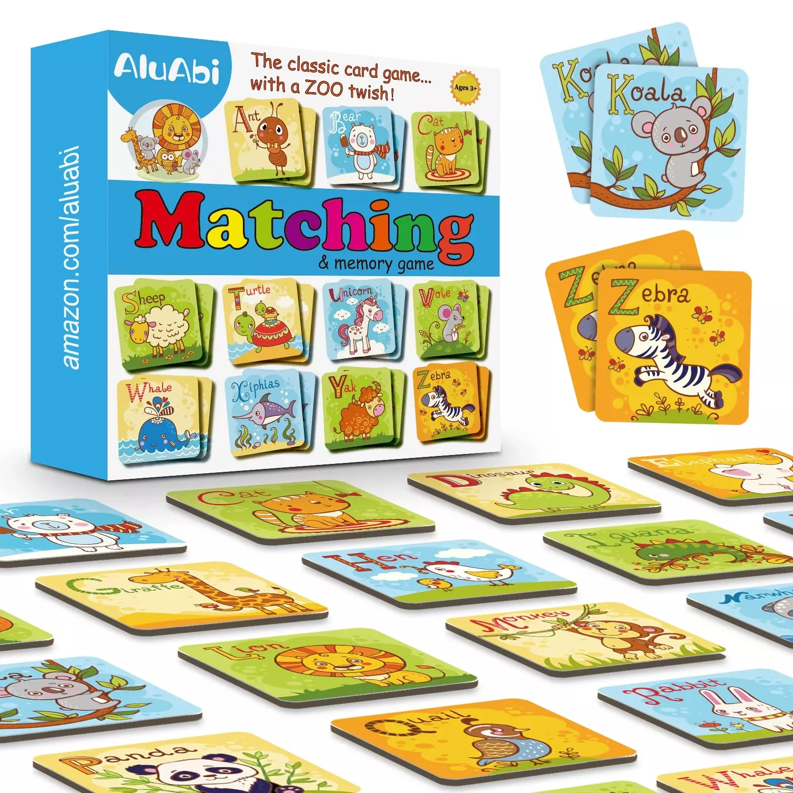 Aluabi Animal Letter Memory Game Abc Learning For Toddlers, Fun Matchi