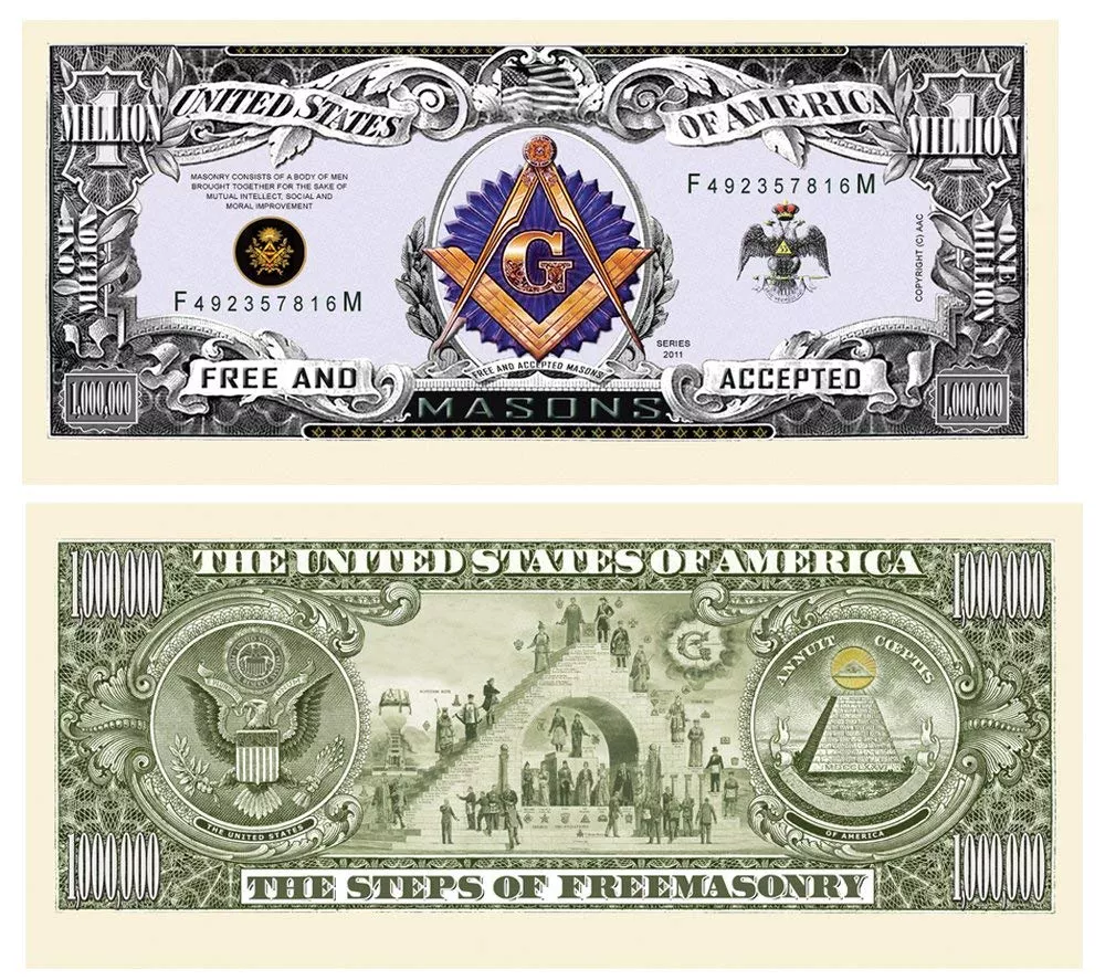 American Art Classics Masonic Million Dollar Bill Collectible Small