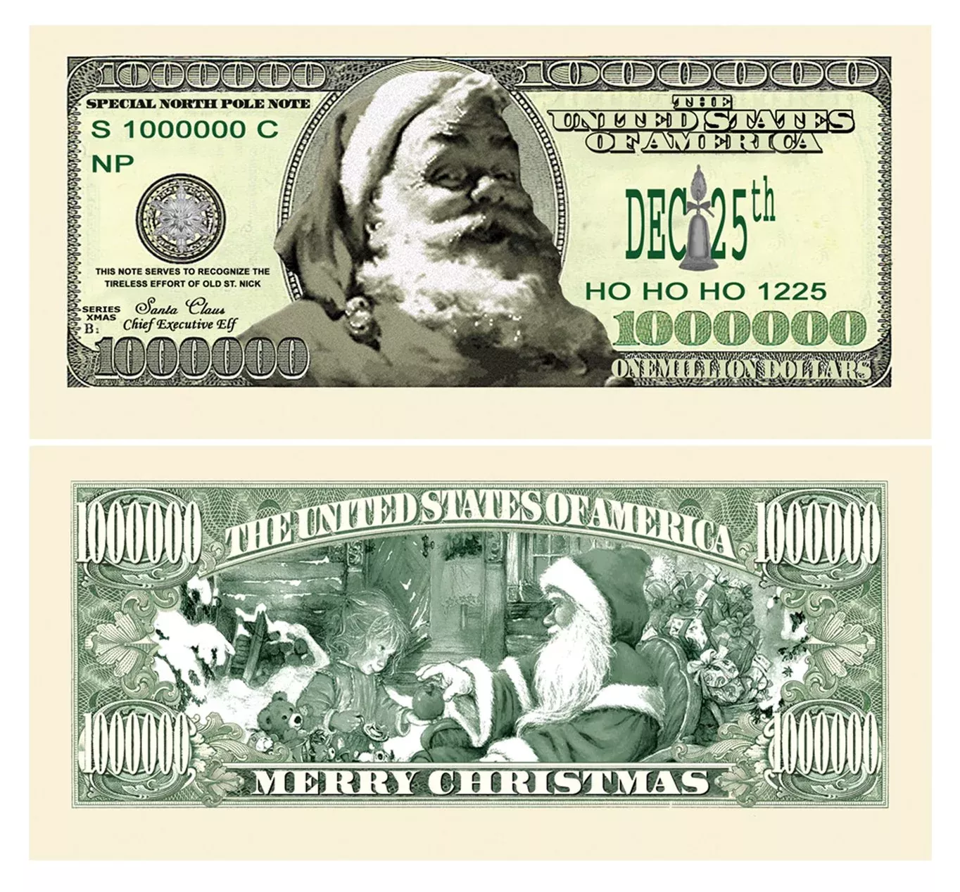 American Art Classics Santa Claus Million Dollar Bill - Pack of 25