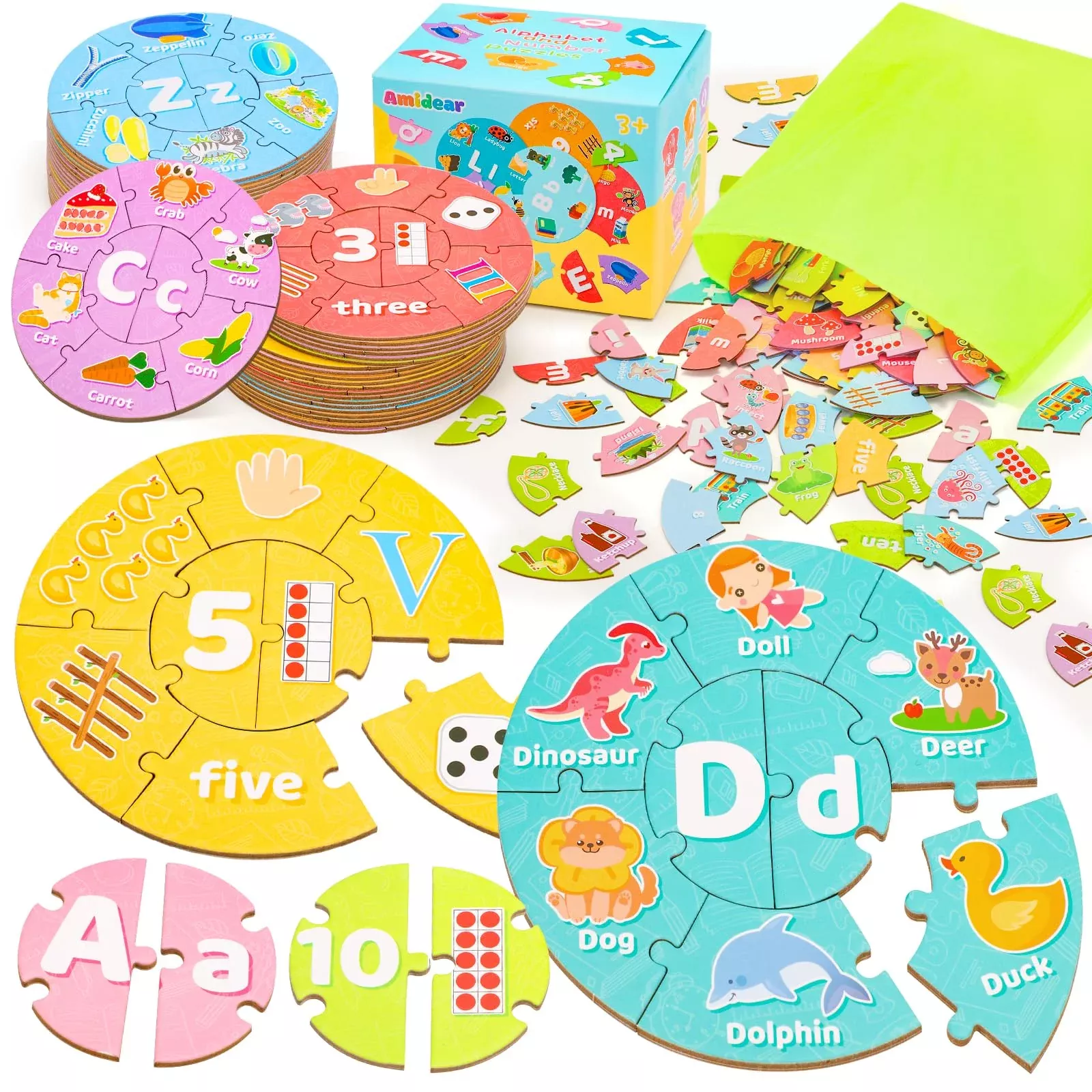 Amidear Abc Alphabet And Number Puzzle Educational Preschool Learning