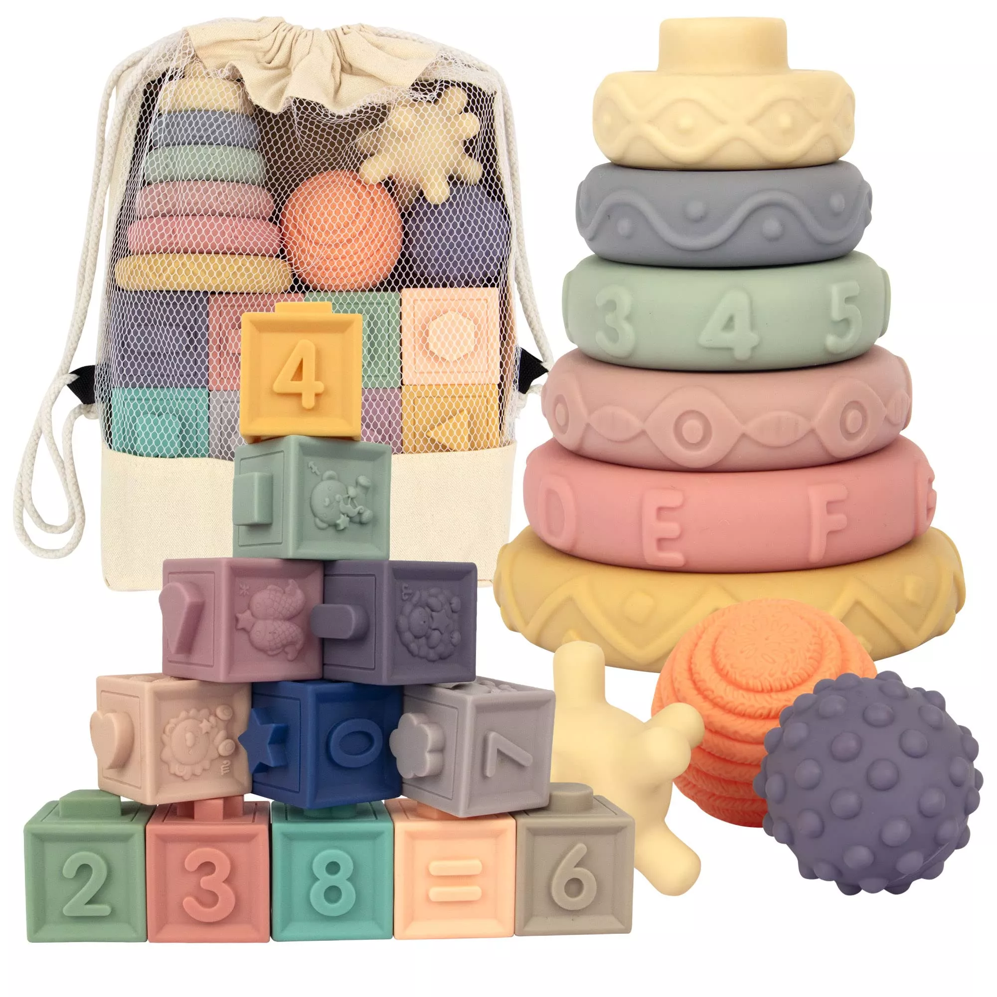 AmorBeBe 3-in-1 Baby Toy Set, Multicolor, 21 Pieces