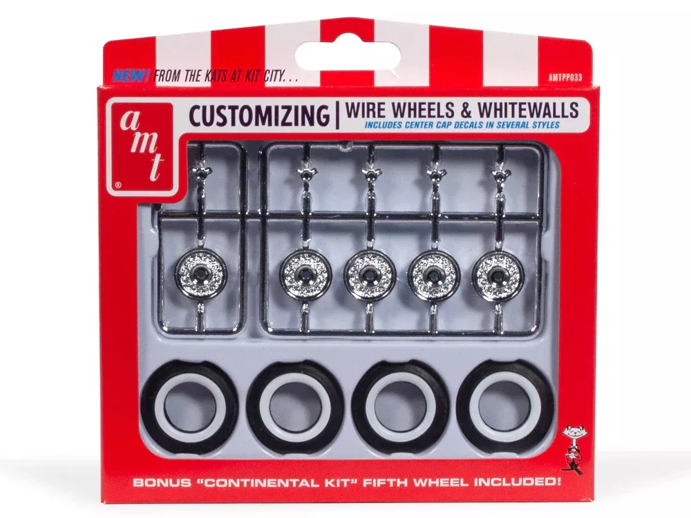 amt 033 1/25 Customizing Wire Wheels & Whitewall Tires Parts Pack