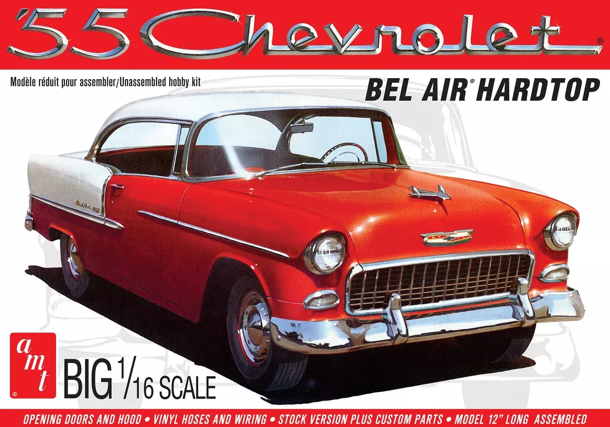 amt 1452 1/16 1955 Chevy Bel Air Hardtop Skill 3 Model Kit