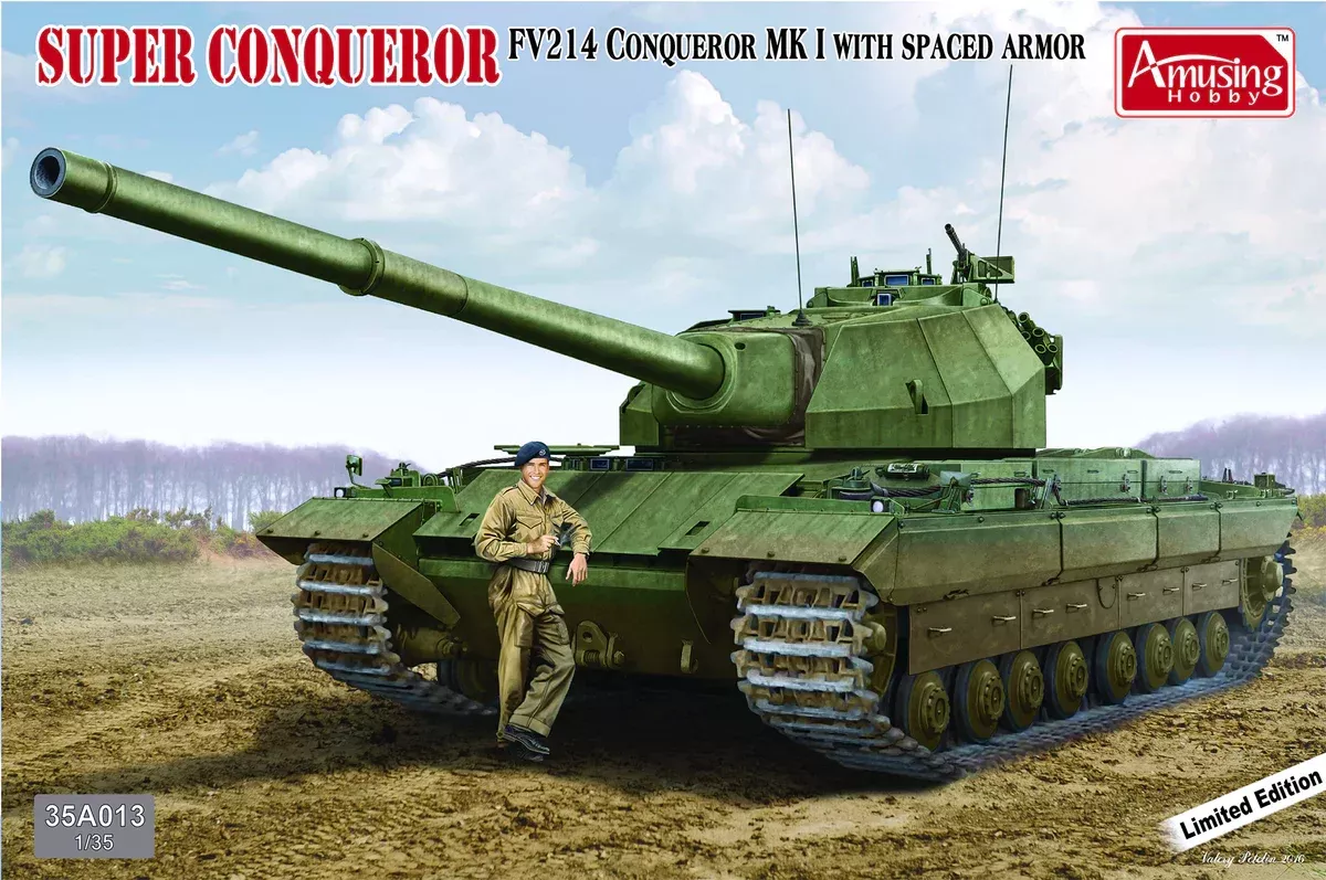 Amusing Hobby 35A013 1/35 Super Conqueror FV 214 Conqueror Mk I with Spaced Armor Model Kit