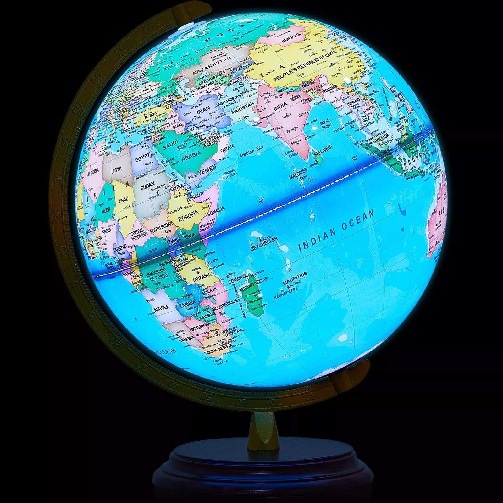 Amylove Illuminated Globe with Stand, 13 Inch, Metal, 720° Rot