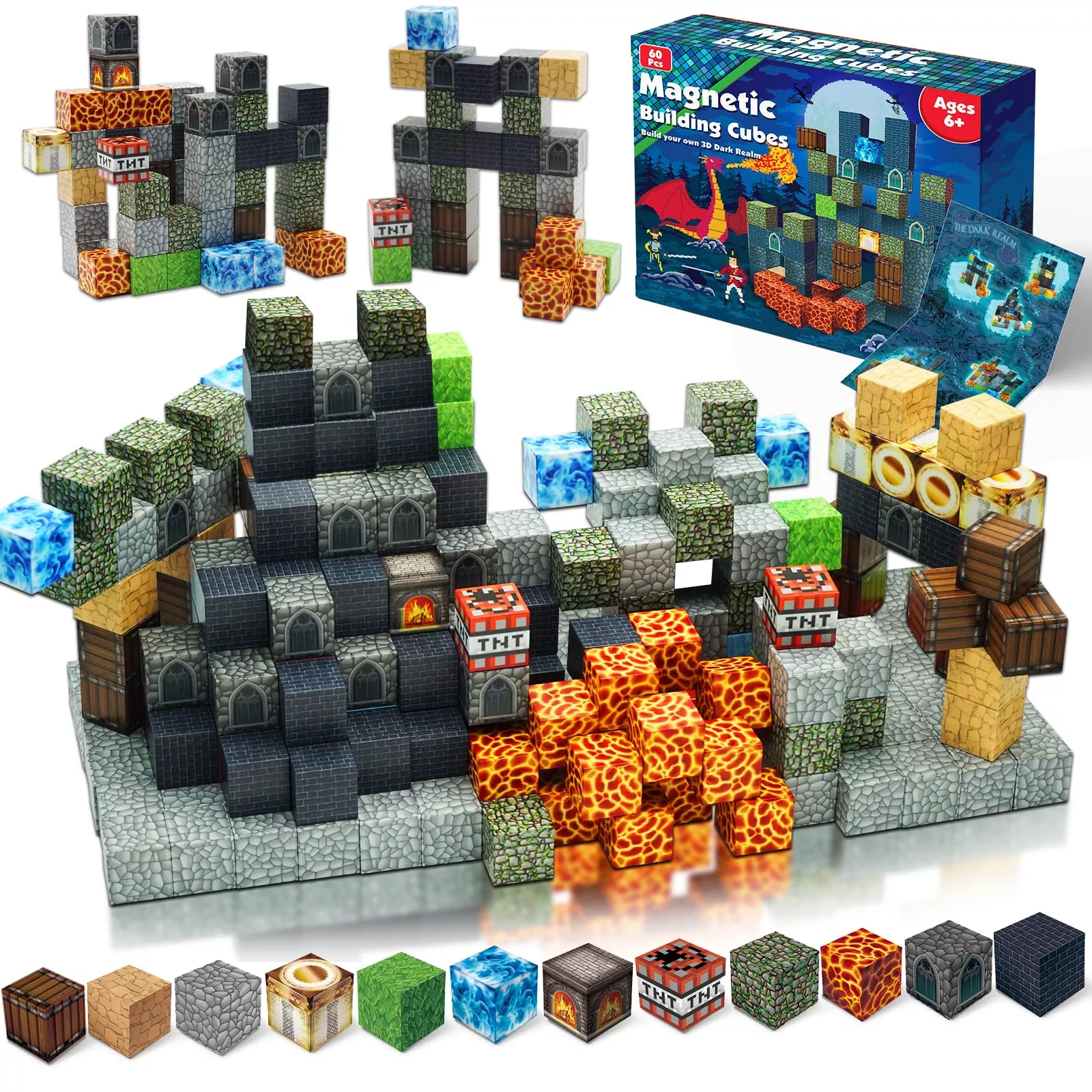 Annexfun Magnetic Blocks - Build Dark Castle Set - Montessori Toddler