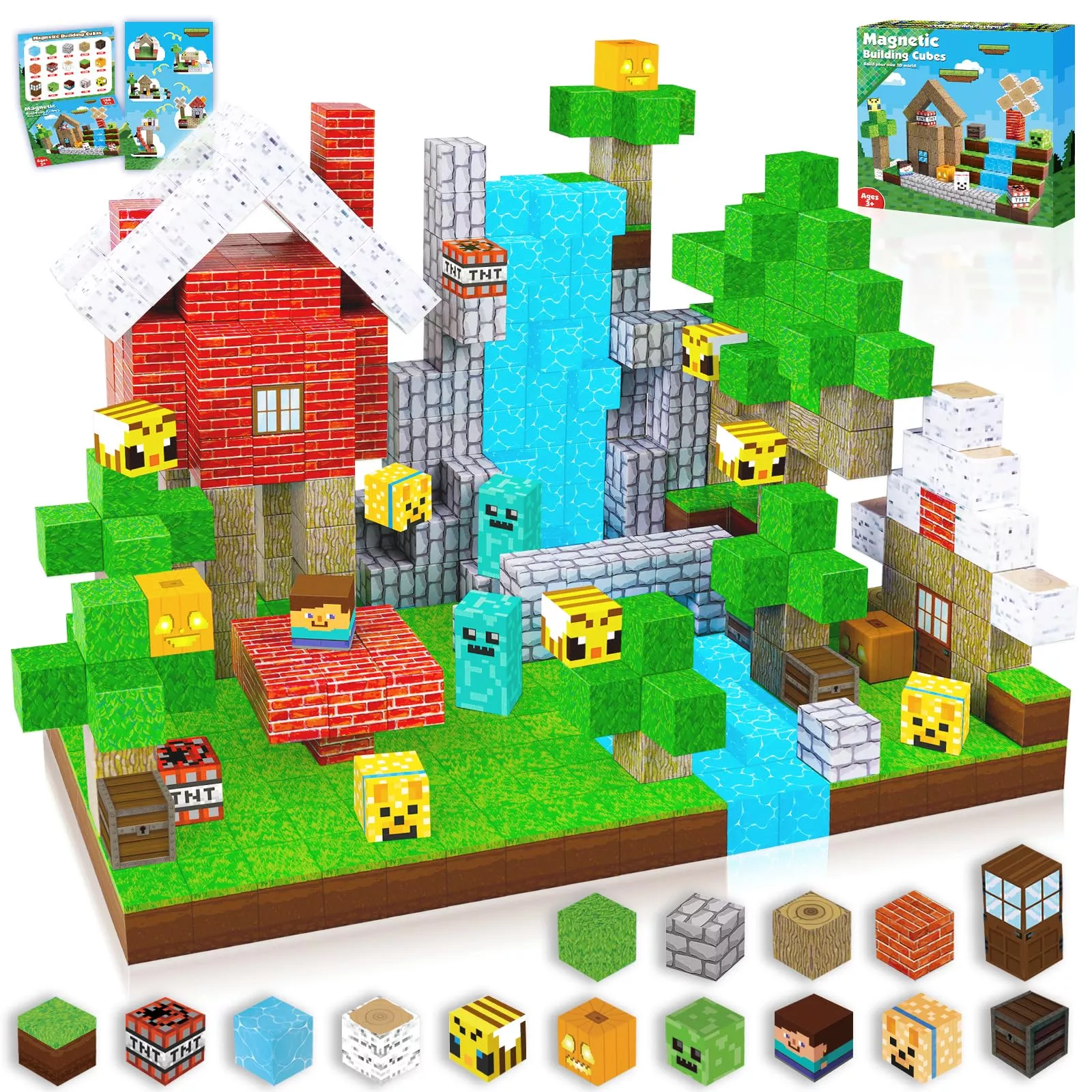 Annexfun Magnetic Building Blocks for Kids, Multi-colored, 100 pcs