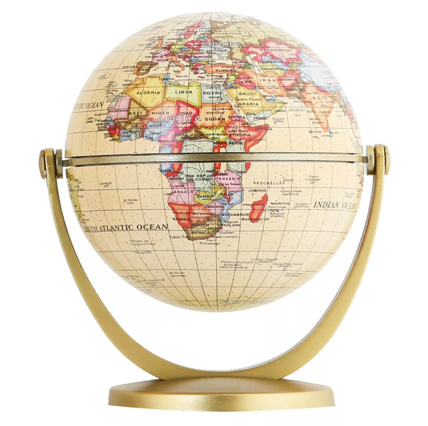 Annova Antique Globe 5.5-inch Educational Decoration Brown Mini 4-inch