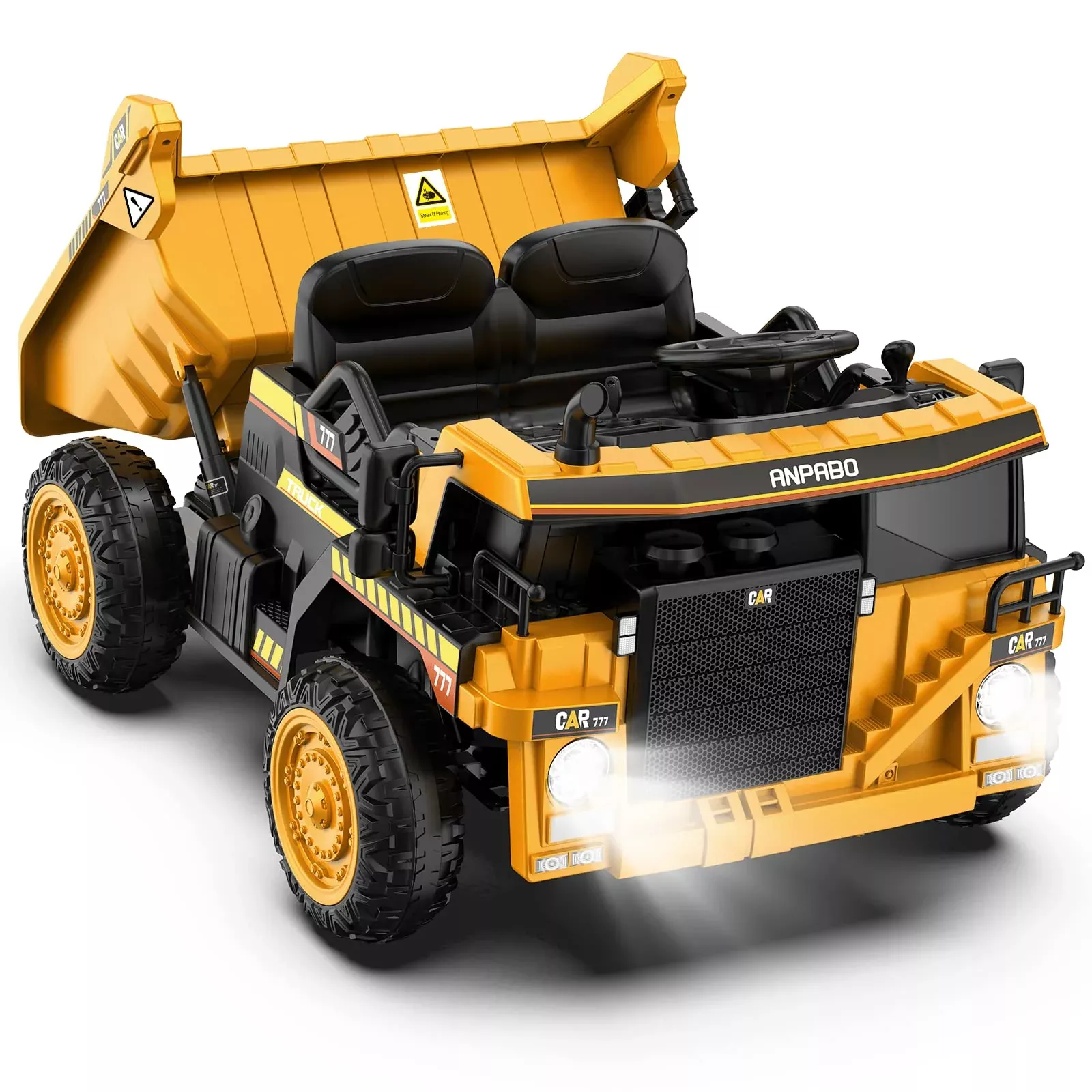 ANPABO Ride On Dump Truck with Remote Control, Yellow, 45"x30"x
