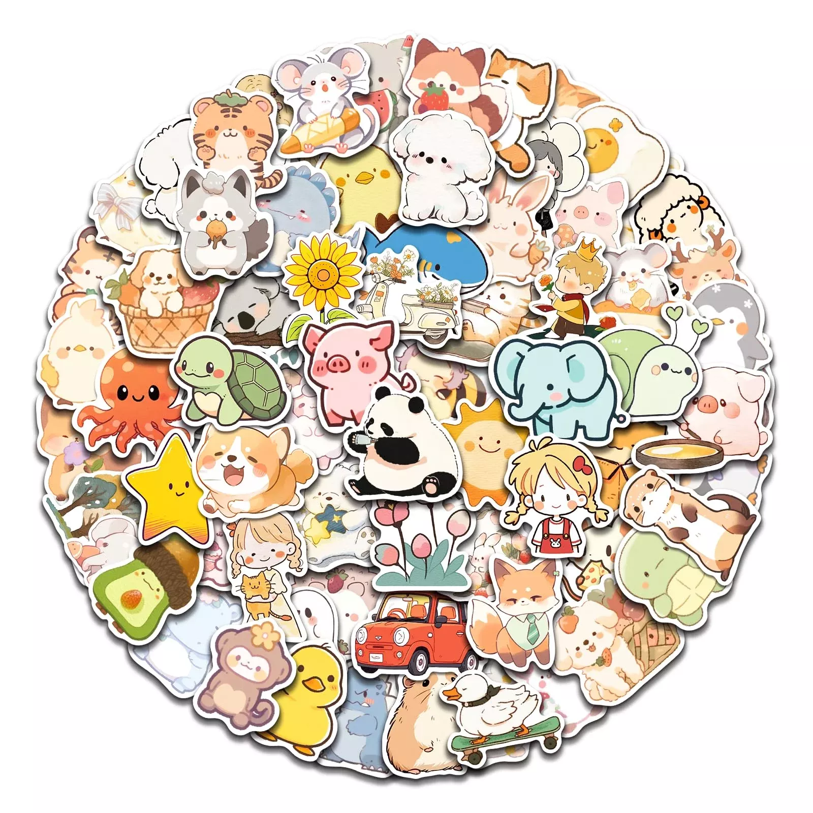 AOWDIAO Cute Animal Stickers Set - 100 Vinyl, 2.3