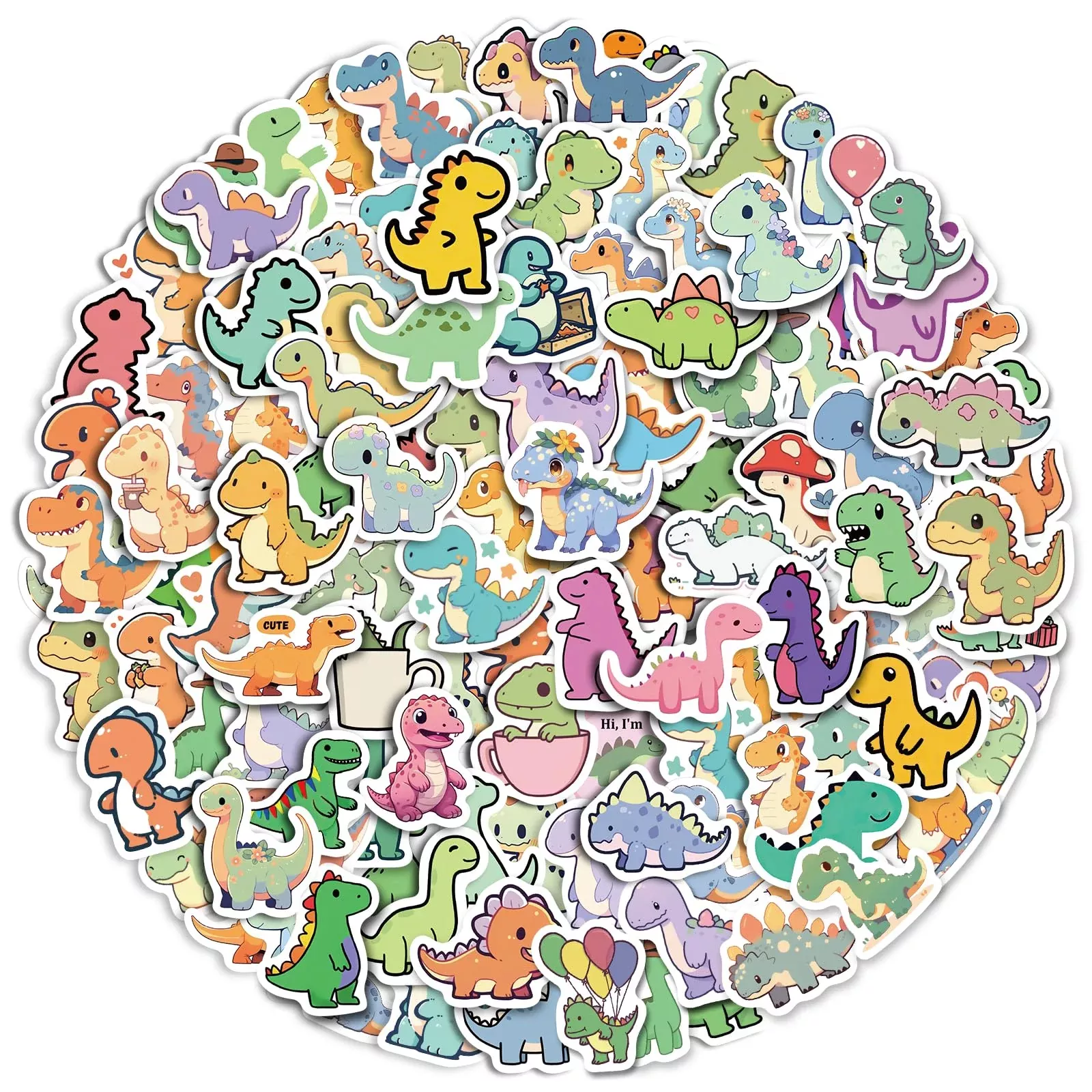 Aowplc Dinosaur Stickers - 100 Unique Waterproof Vinyl Craft Stickers