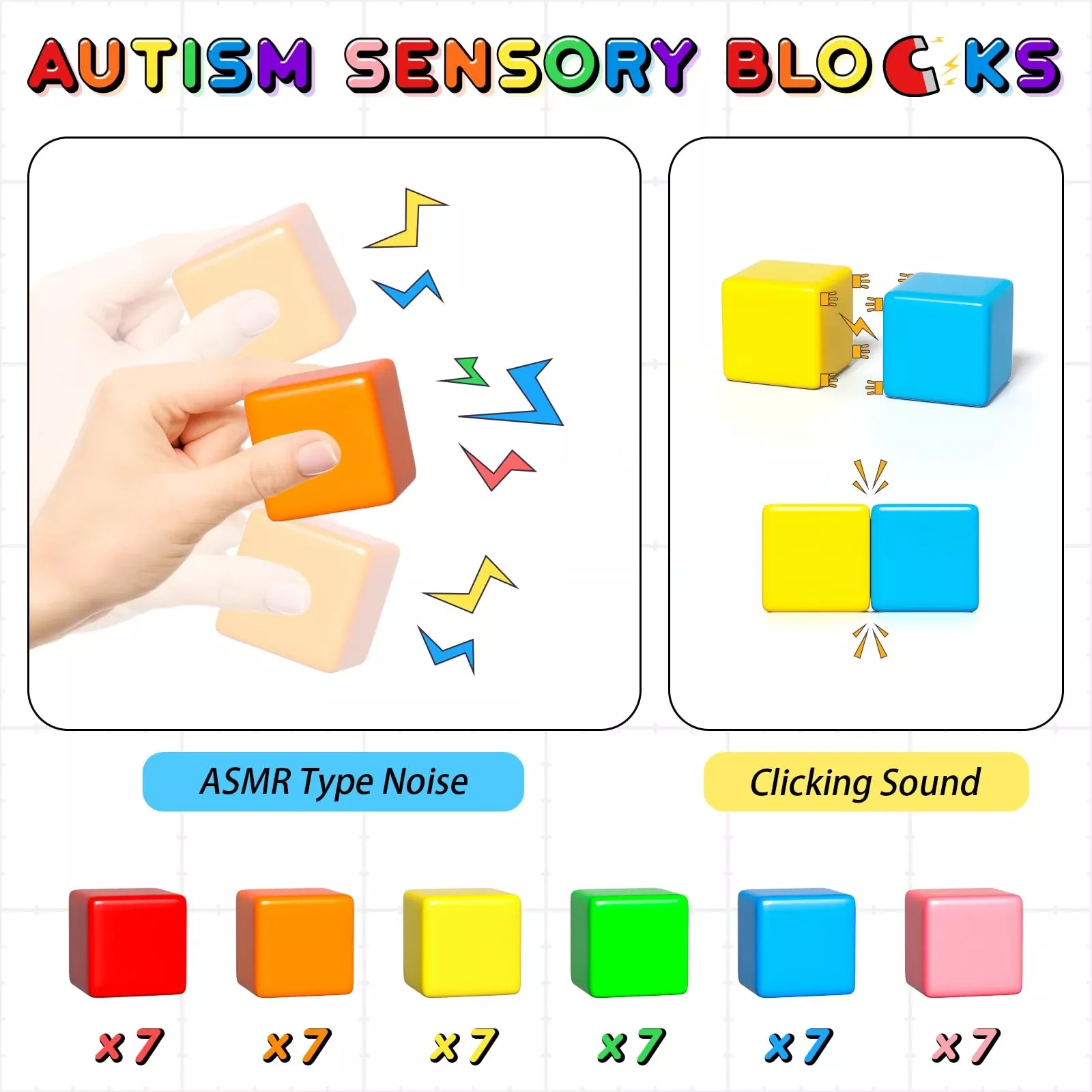 Apluses Magnetic Building Blocks, 42PCS, 1x1 Inch, 6