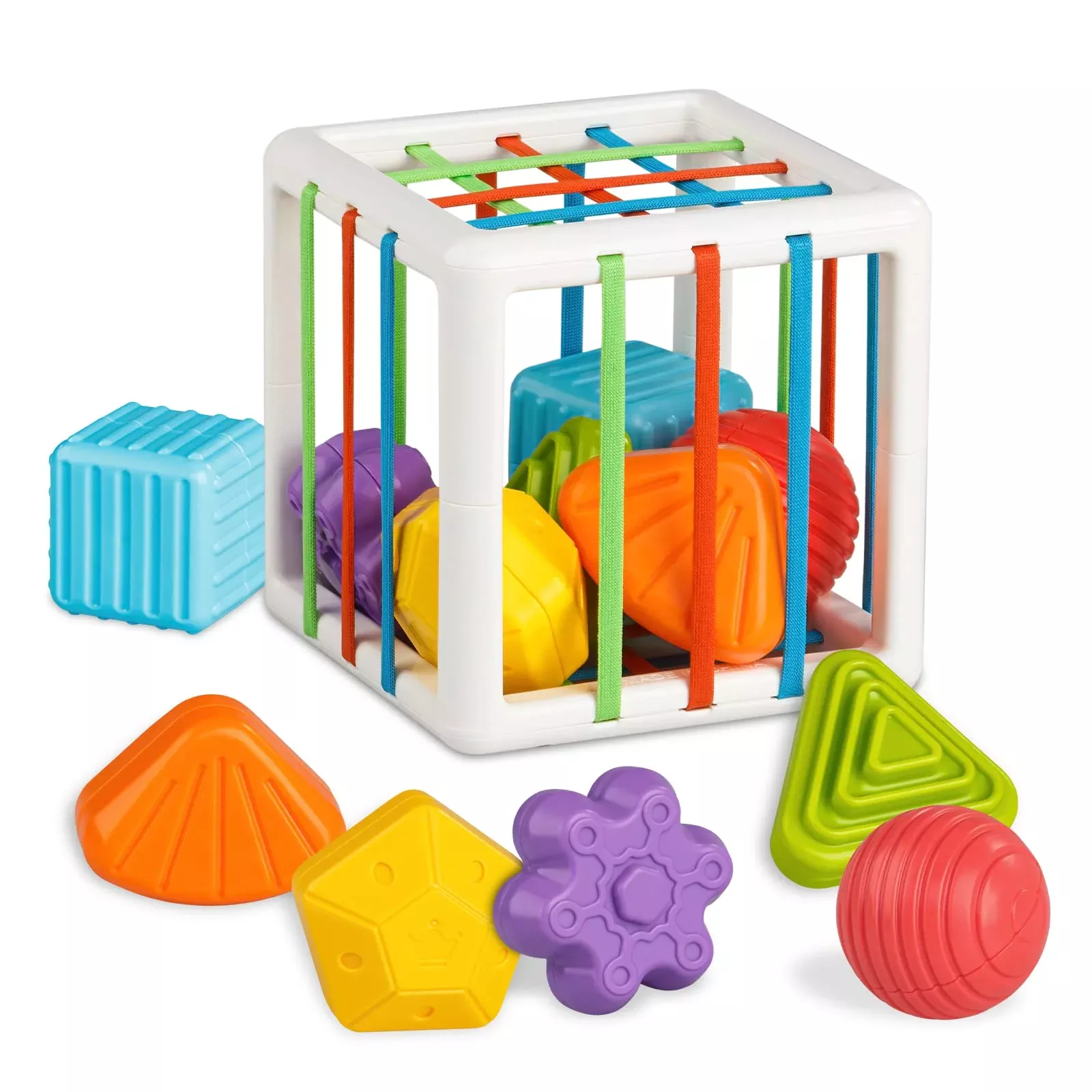 Aprilwolf Shape Sorter Baby Toy, 6 Blocks, Multi-color, 4.9