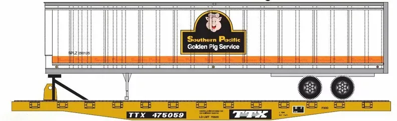 Athearn 29298 HO Scale 50' TTX Flatcar with SP Trailer- NOS