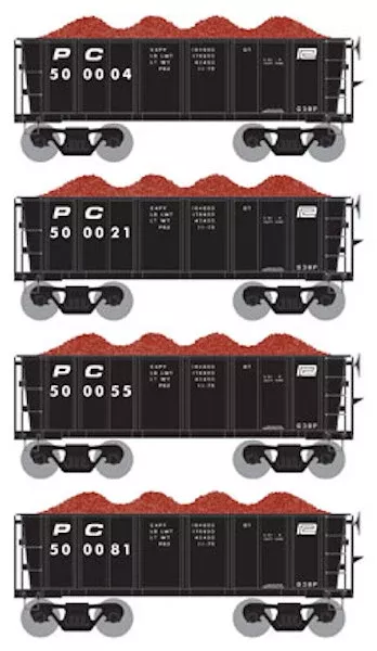 Athearn 97697 HO Scale 26' Low Side Ore Car Penn Central PC 4 Pack - NOS