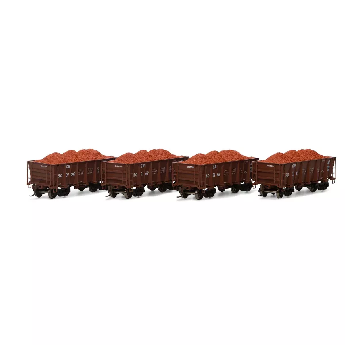 Athearn 97953 HO Scale 26' Low Side Ore Car Conrail 4 Pack - NOS