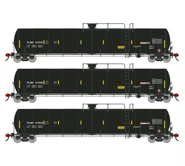 Athearn Genesis G1513 HO Scale 33K LPG Tank Car PLMX 3-Pack Primed for Grime