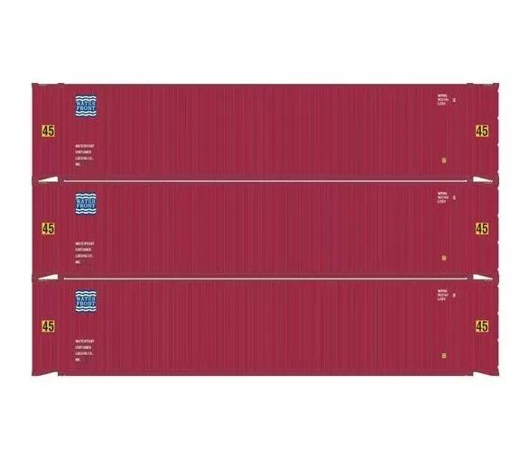 Athearn RTR 1833 HO Scale 45' Container Water Front WFHU 3-Pack