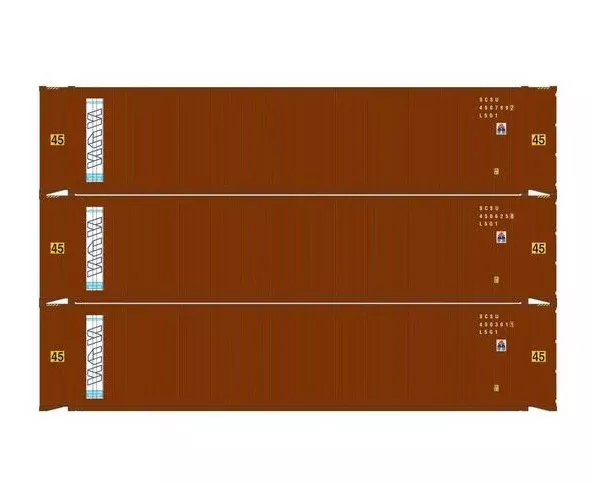 Athearn RTR 1834 HO Scale 45' Container Scandinavian Container Services SCSU 3-Pack