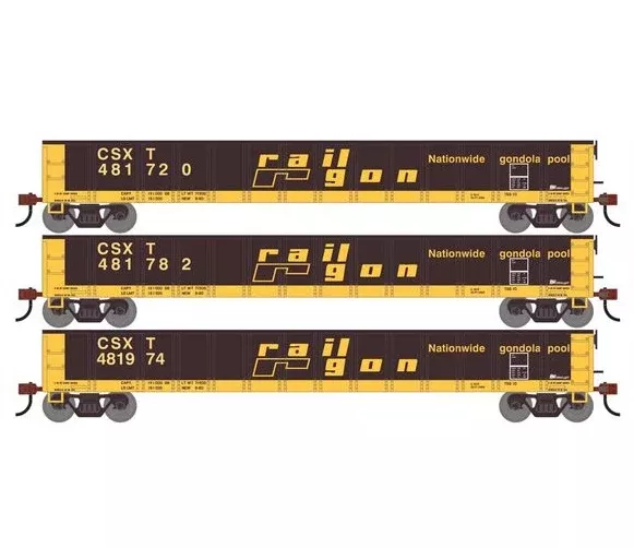 Athearn RTR 1861 HO Scale 52' Mill Gondola CSX CSXT 3-Pack