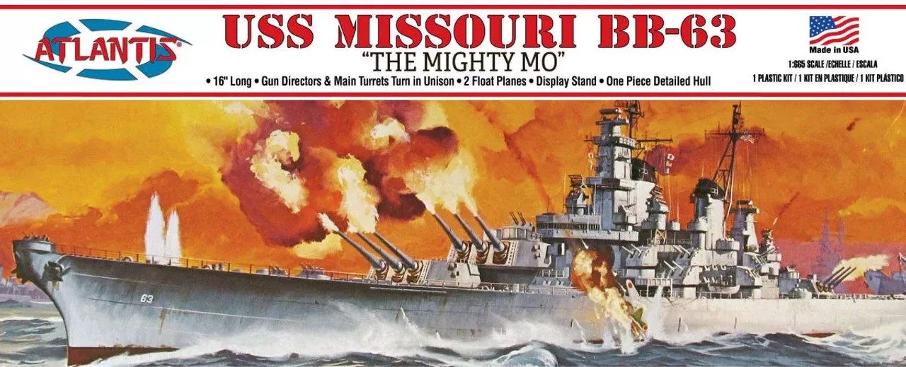 Atlantis Models M3000 1/665 USS Missouri BB-63 "The Mighty Mo" Model Ship Kit