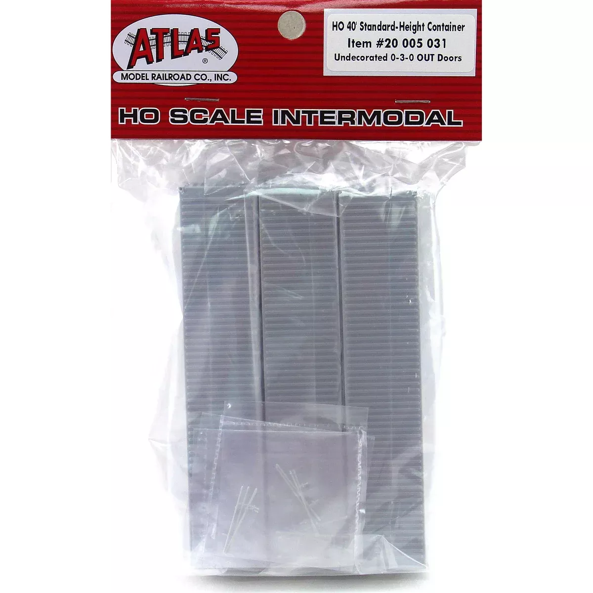 Atlas 20005031 HO Scale 40' Container Undecorated (3 Pack)