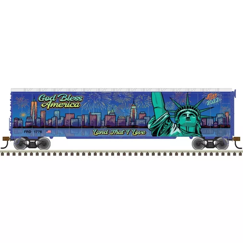 Atlas 20006877 HO Scale 50' Post War Single Door Boxcar Independence Day