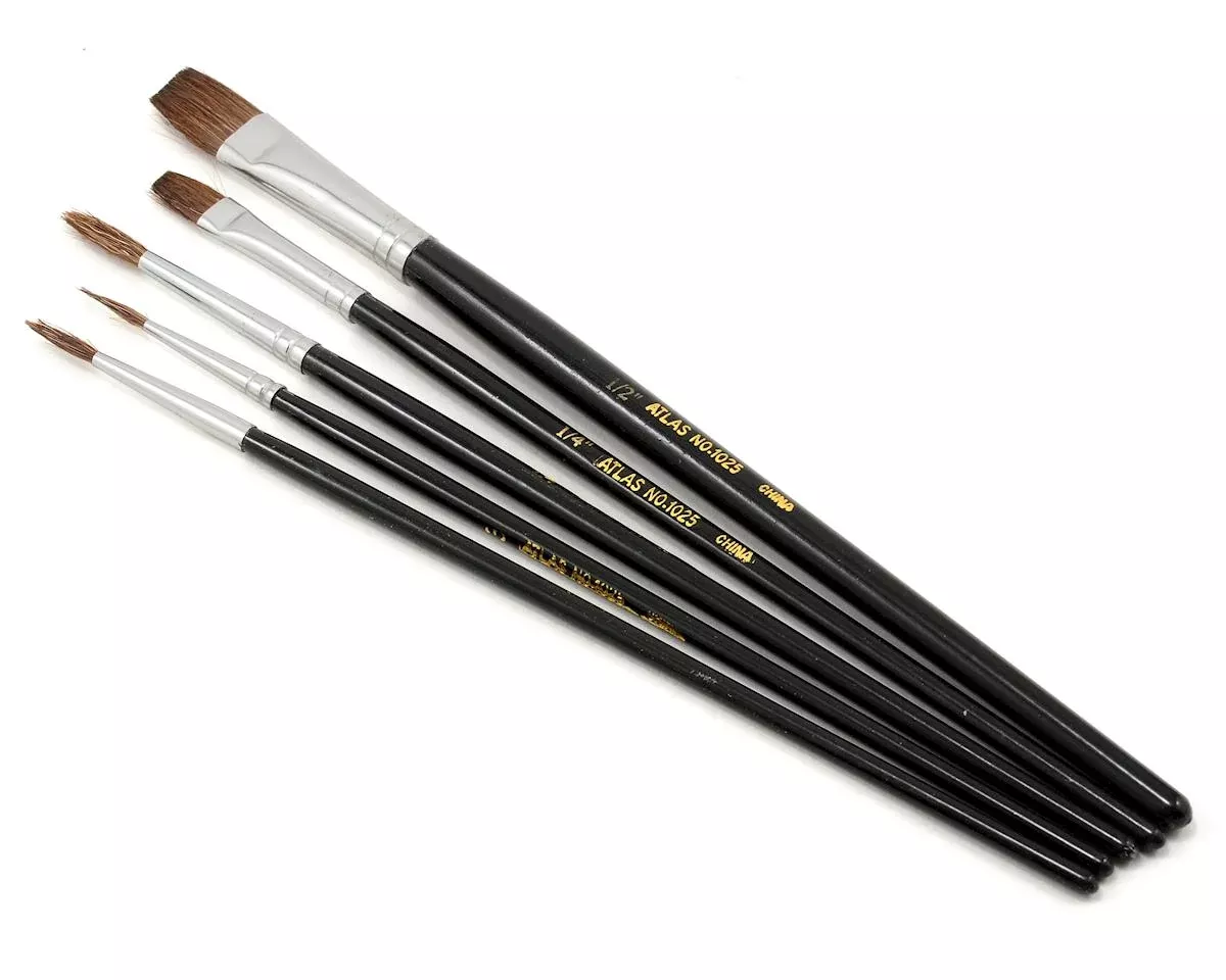 Atlas Brush 1025 Camel Hair Round & Flat Brush Set (5 Pack)