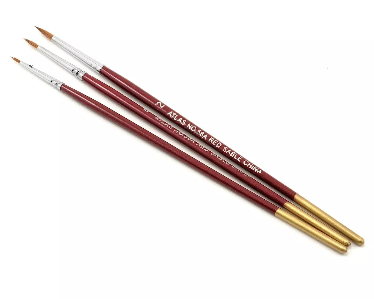 Atlas Brush 58A 5/0-0-2 Red Sable Paintbrushes 3 Pack