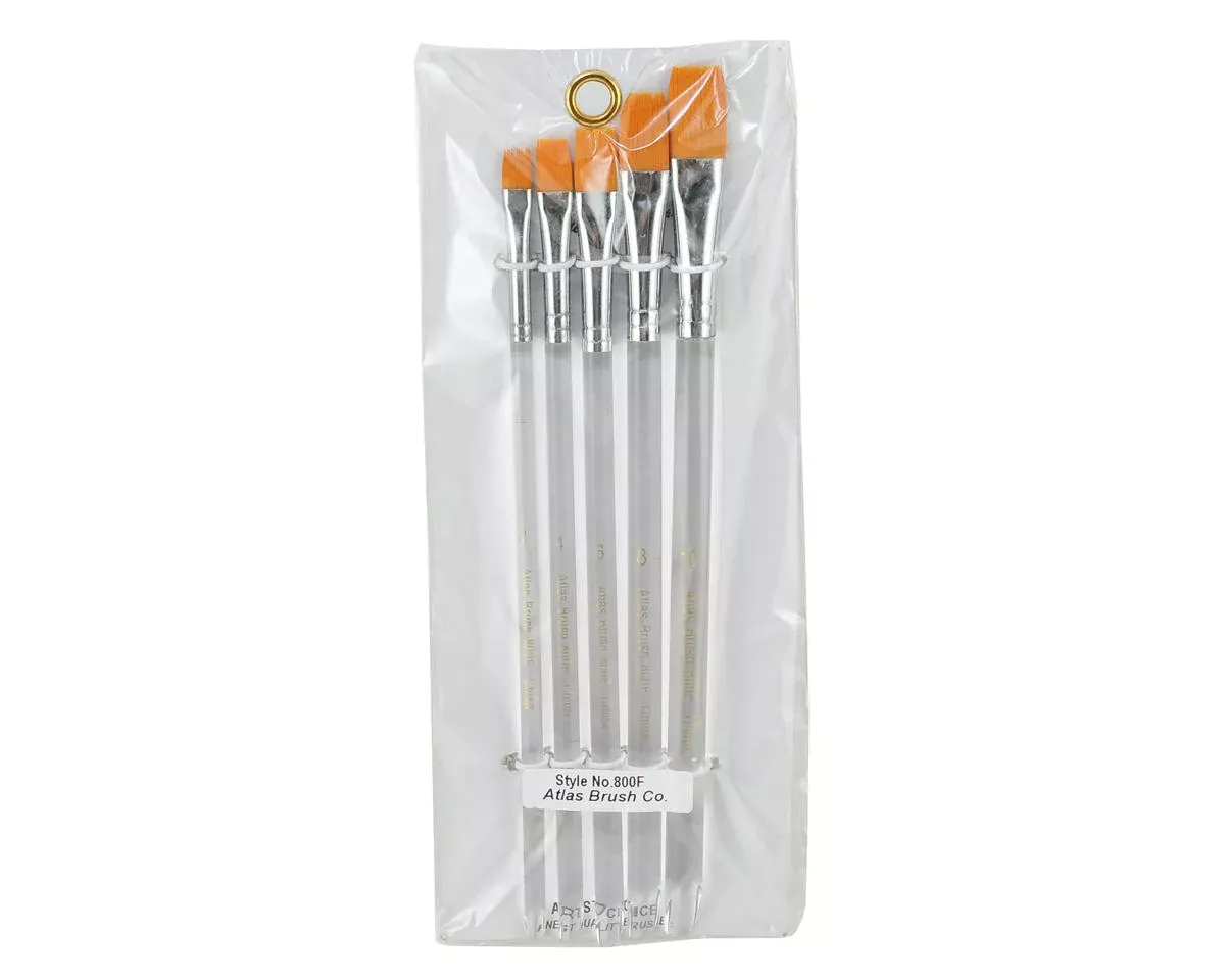 Atlas Brush 800F Sable / Taklon Flat Paint Brush Set (5 Pack)