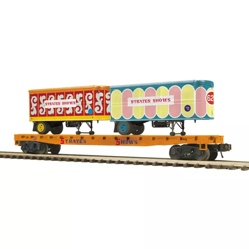 Atlas O Premier 3002598 O Scale Flatcar with 20' Trailers Strates Shows #26