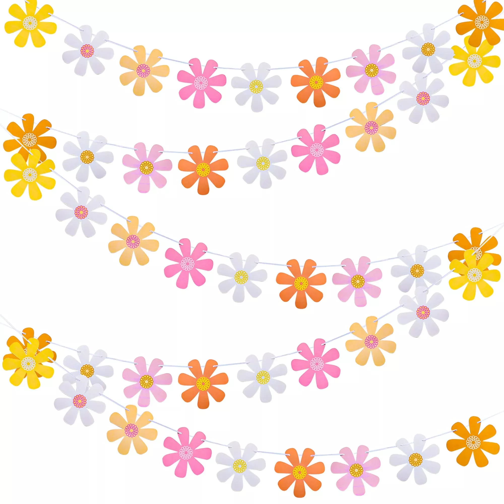 Augisteen Daisy Paper Banners for Boho Parties, 3m, Colorful,