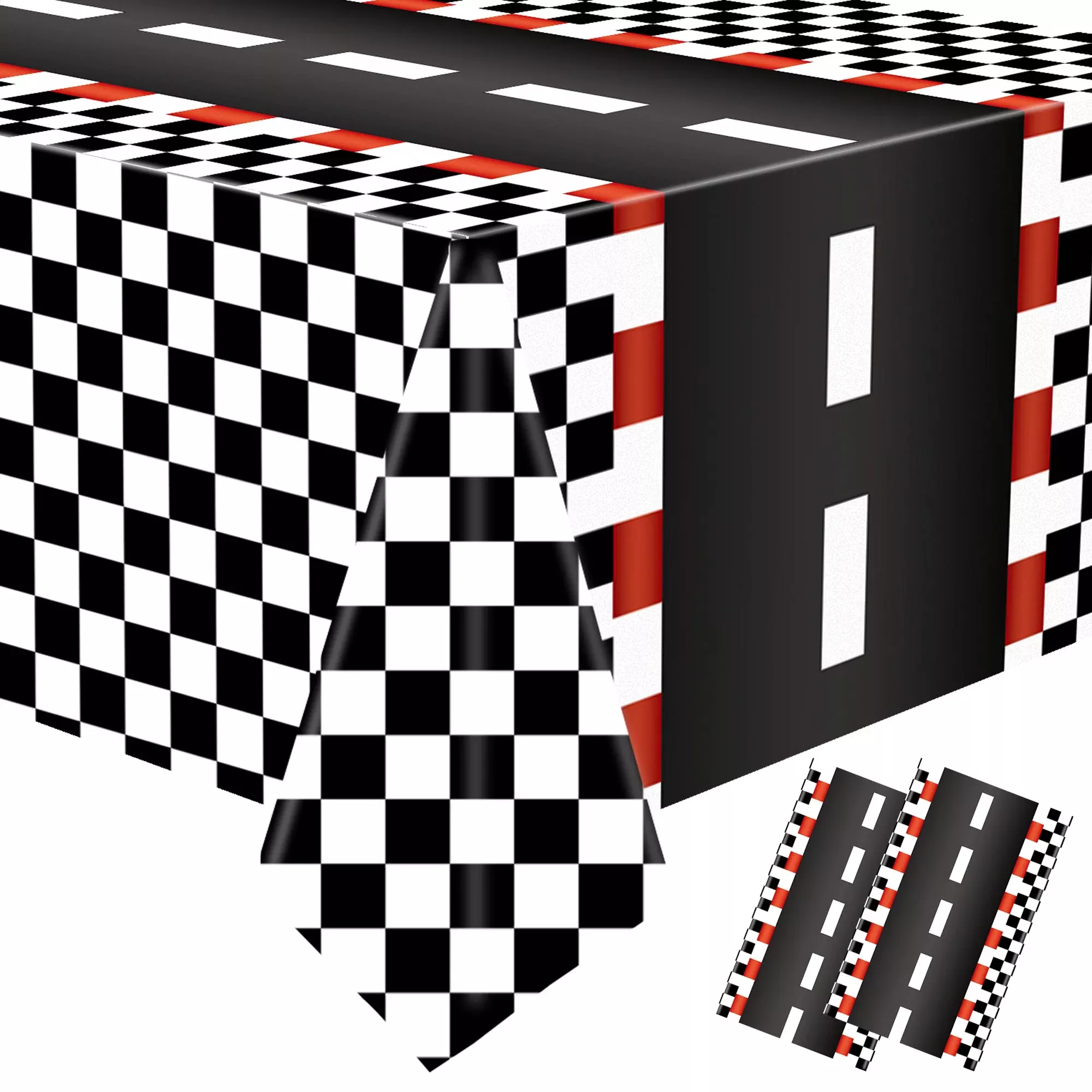 Augisteen Racing Car Plastic Tablecloths 54x108 inches Black Red 2 Pack