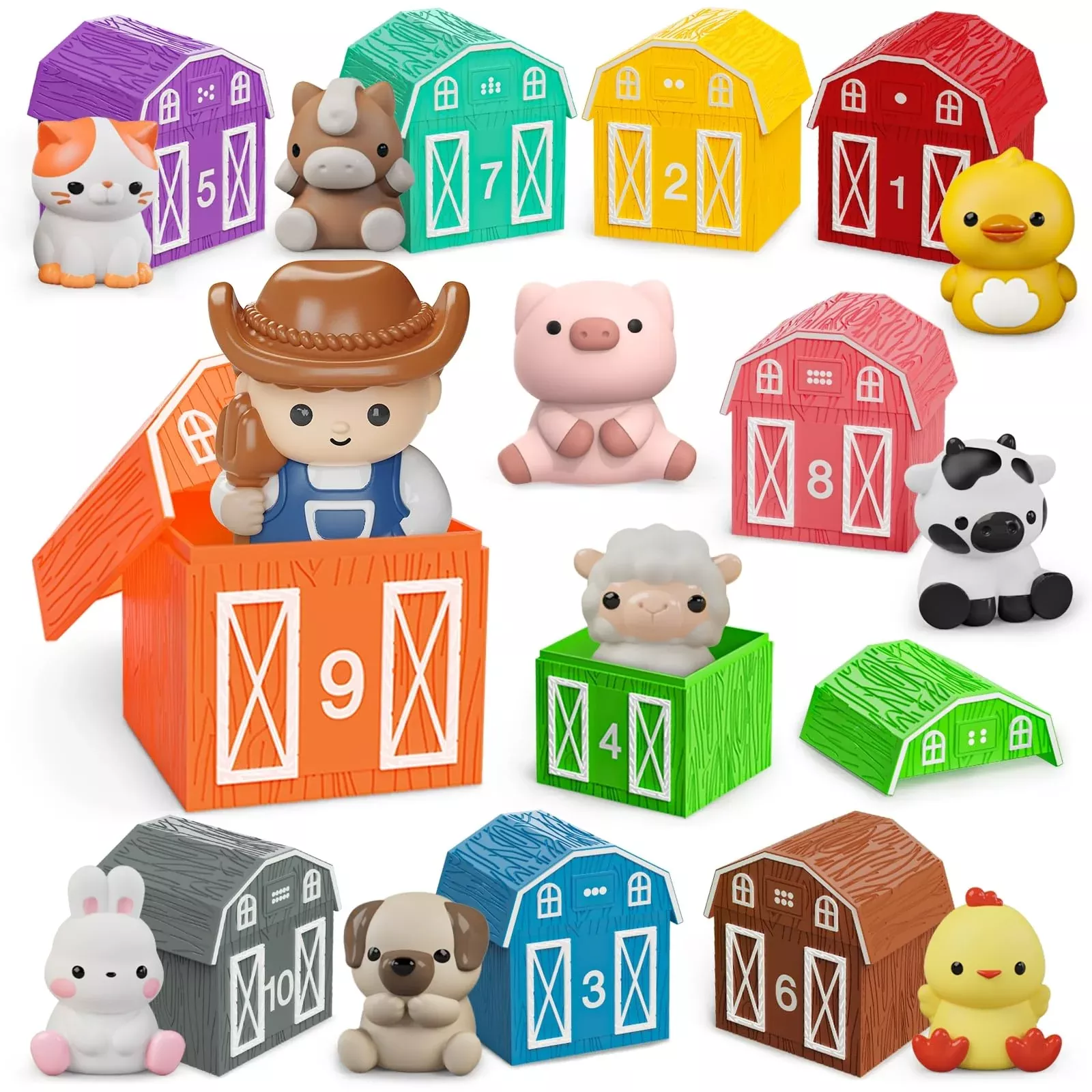AuroTops Farm Animal Finger Puppets Set for Toddlers, Multi, 20
