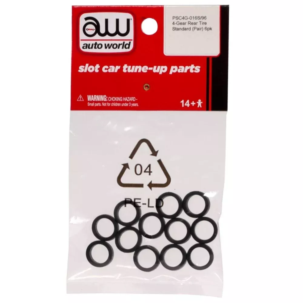 Auto World PSC4G016S HO Scale 4 Gear Rear Tire Standard
