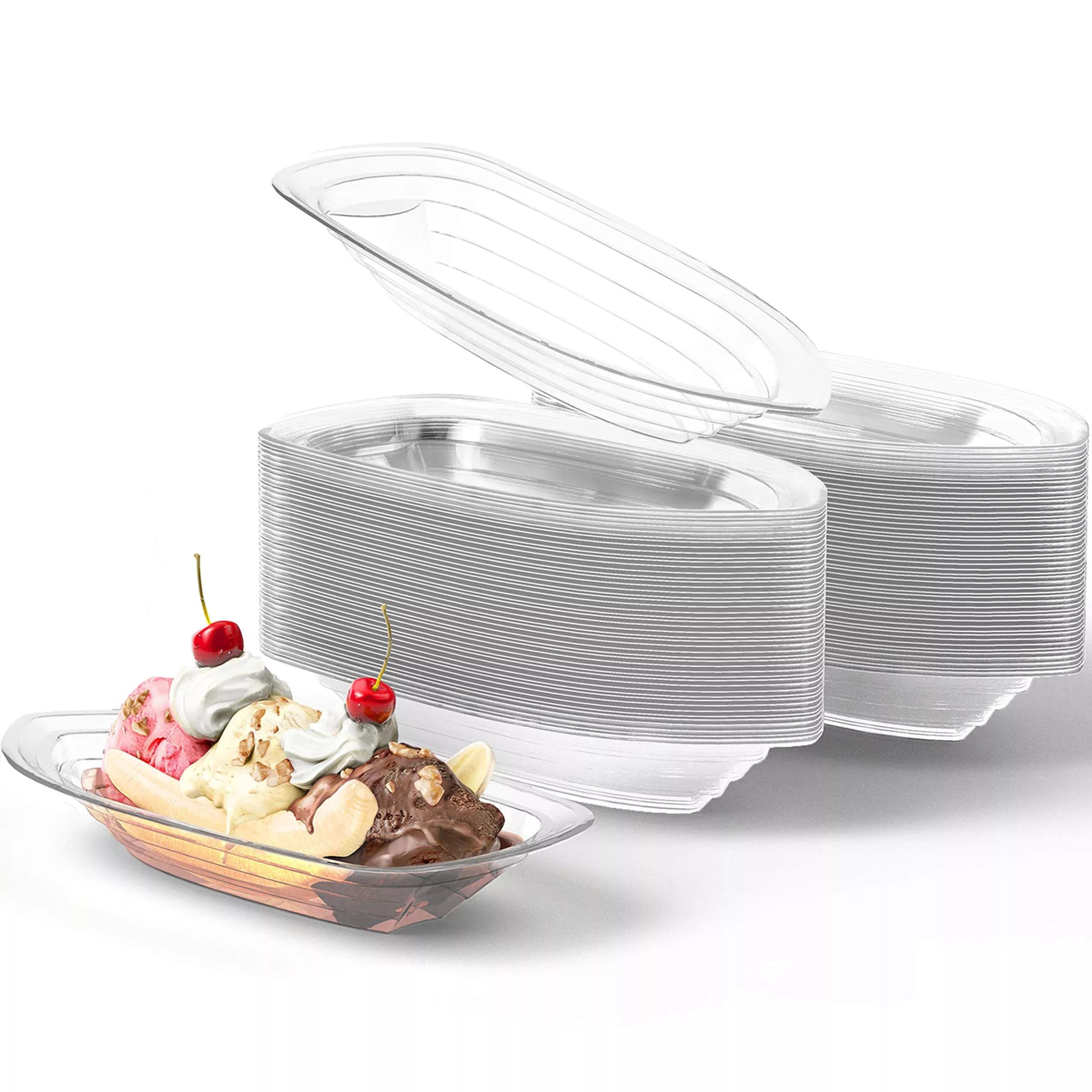 Avant Grub 12 Oz Banana Split Boats 100 Pack Eco-Friendly Plastic