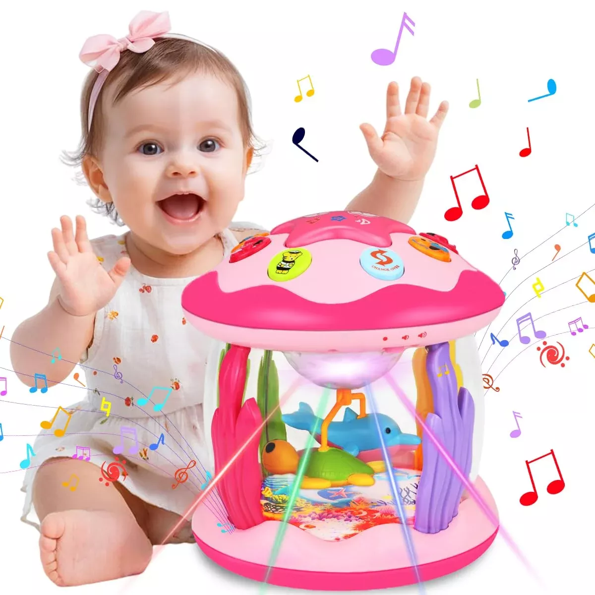 Avesa Musical Toys for Babies 6-18 Months, Pink, Medium Size