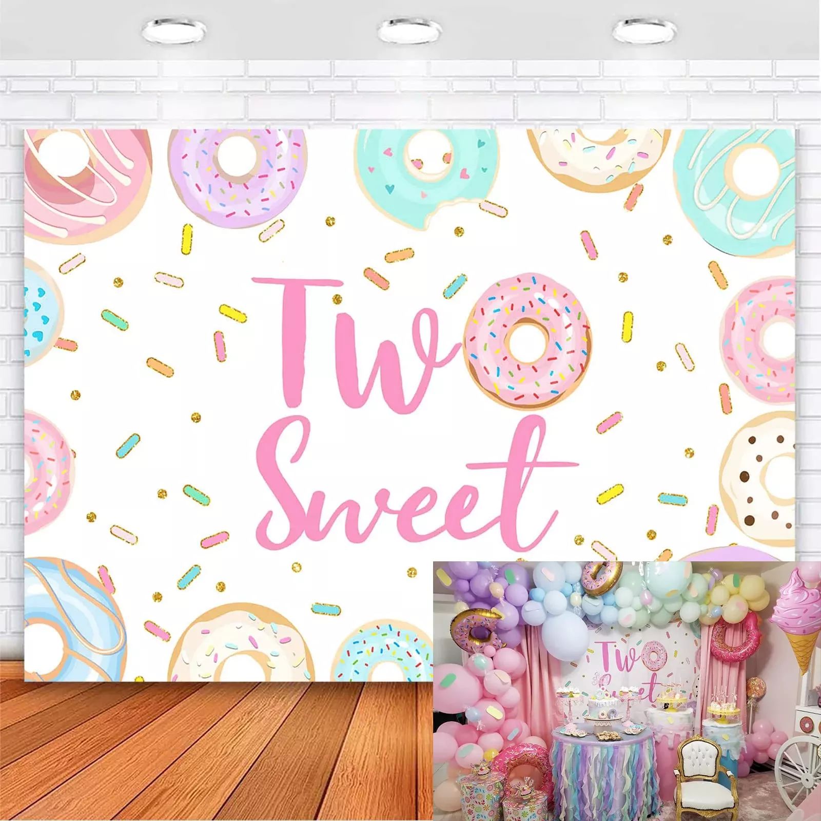 Avezano Pink Cotton Backdrop for 2nd Birthday Party, 7x5 ft