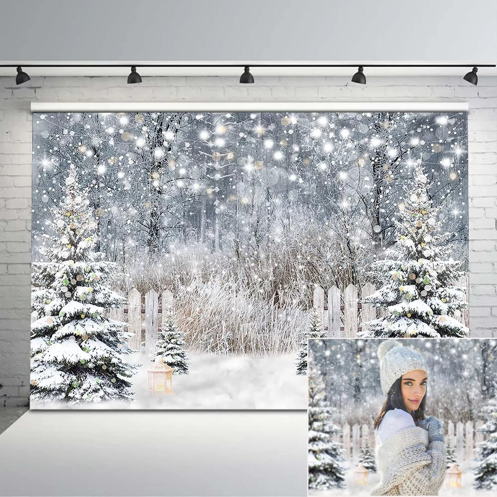 Avezano Winter Backdrop 7x5 ft Cotton for Parties and Photography