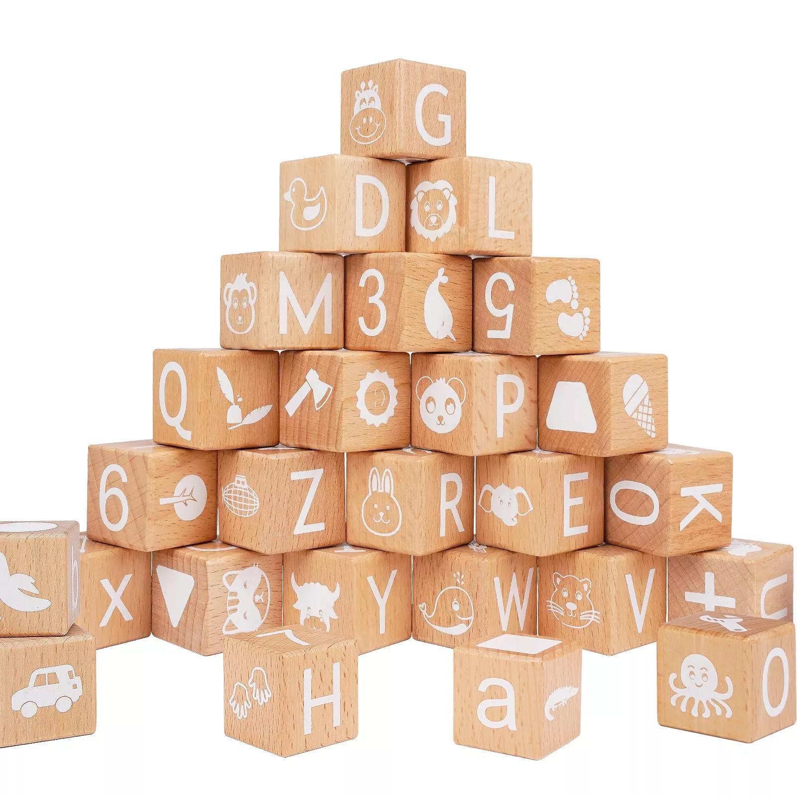 AXEARTE Alphabet Letters Stacking Blocks 18in Multicolor 26 Pieces