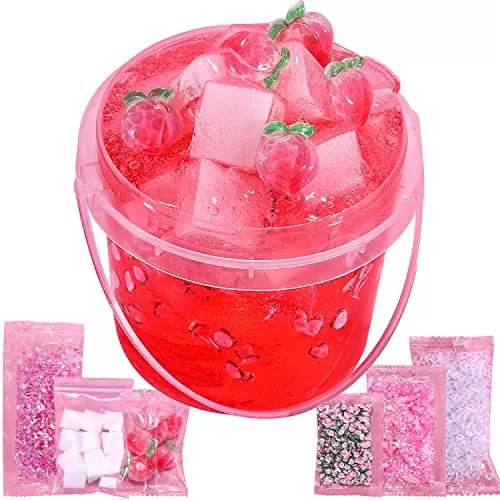 Azeperoy Peach Pink Jelly Cube Slime with Add-ins, 4.5"
