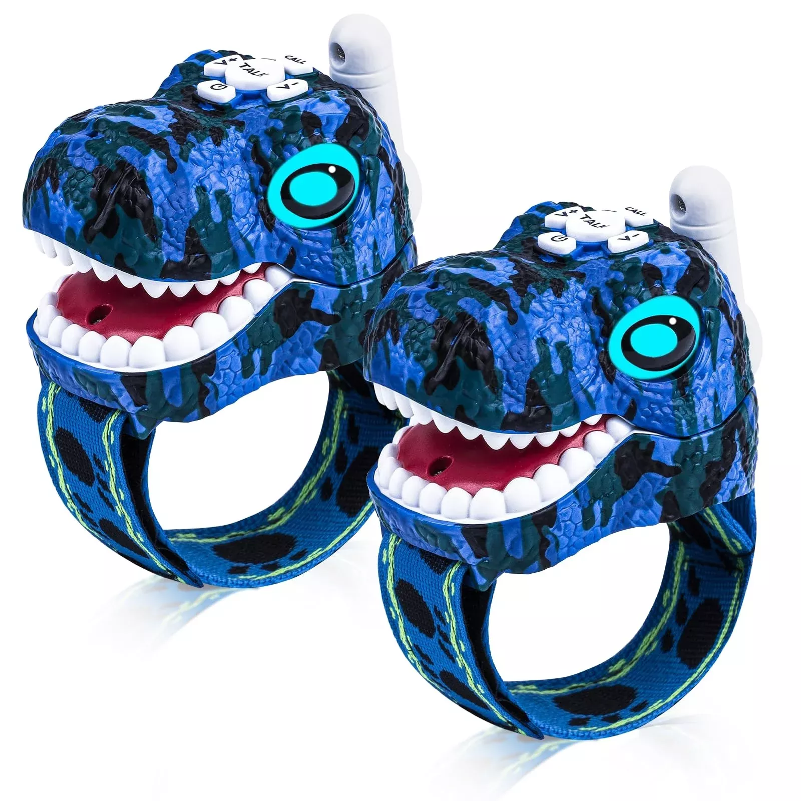 AZYFEI Dinosaur Walkie Talkies for Kids, Blue Camouflage, 1 km Range