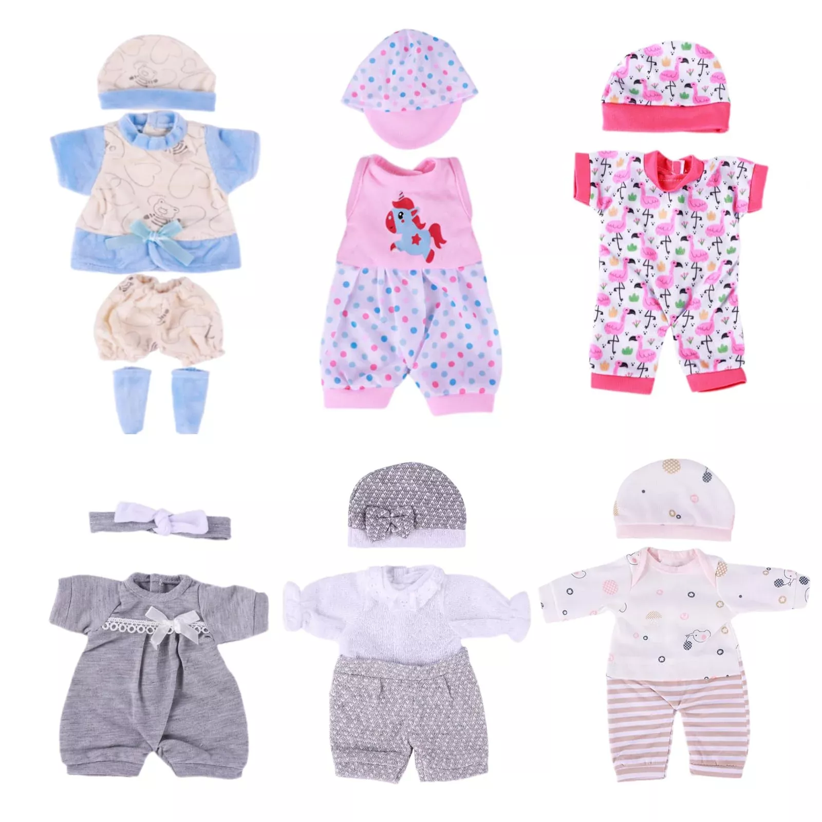 BABESIDE Baby Doll Clothes Set for 12-15 Inch Dolls, 14 Pcs
