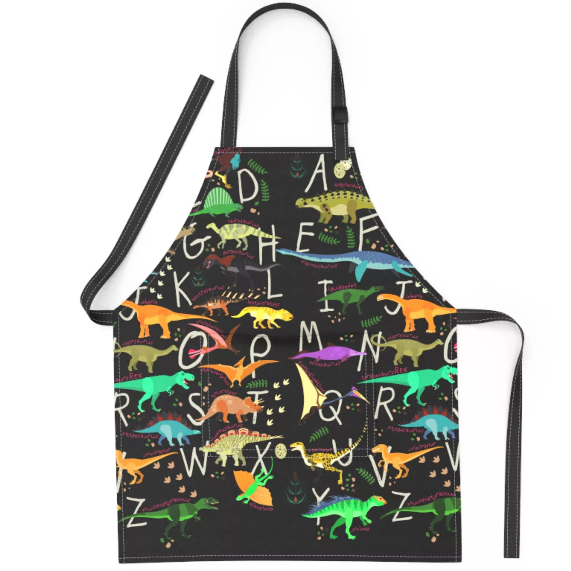 BABYBOET Kids Cooking Apron Medium 6-12 yrs Dinosaur Alphabet
