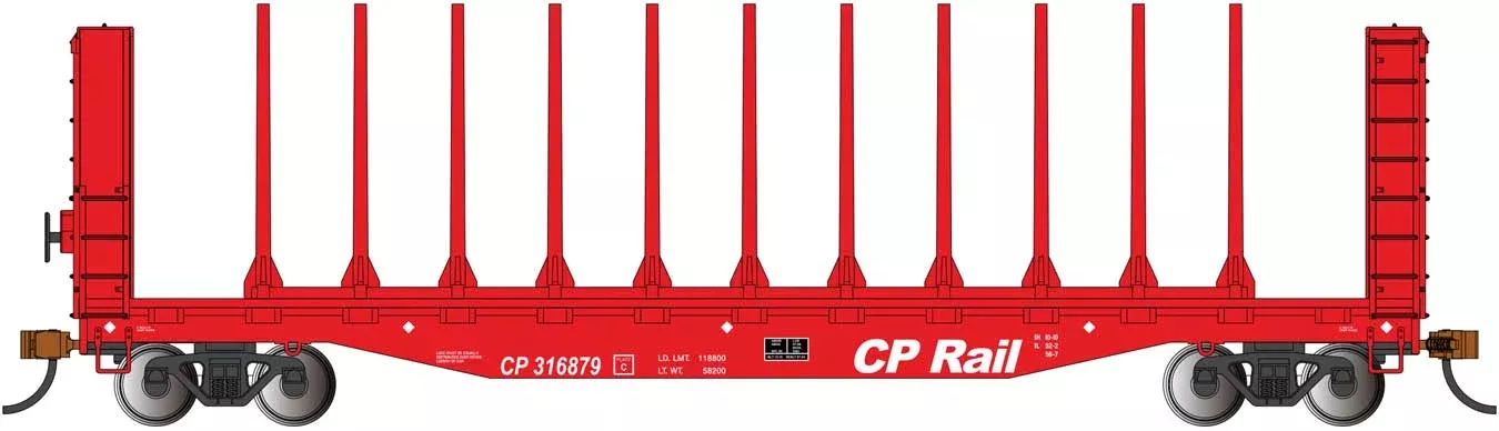 Bachmann 12907 HO Scale 52' Bulkhead Flatcar Canadian Pacific CP RAIL 316879