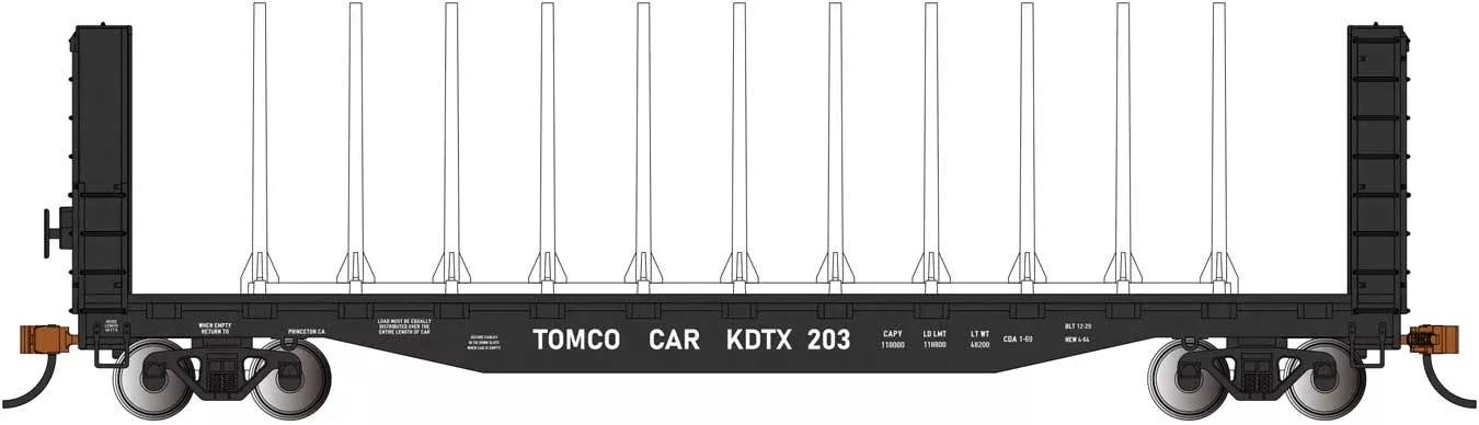 Bachmann 12908 HO Scale 52' Bulkhead Flatcar TOMCO CAR KDTX 203